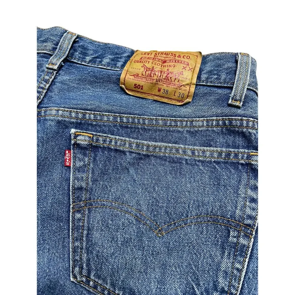 Levi's 80s 501 Jeans Men's 38x30 USA Vintage Distressed Blue Denim Actual 35x29
